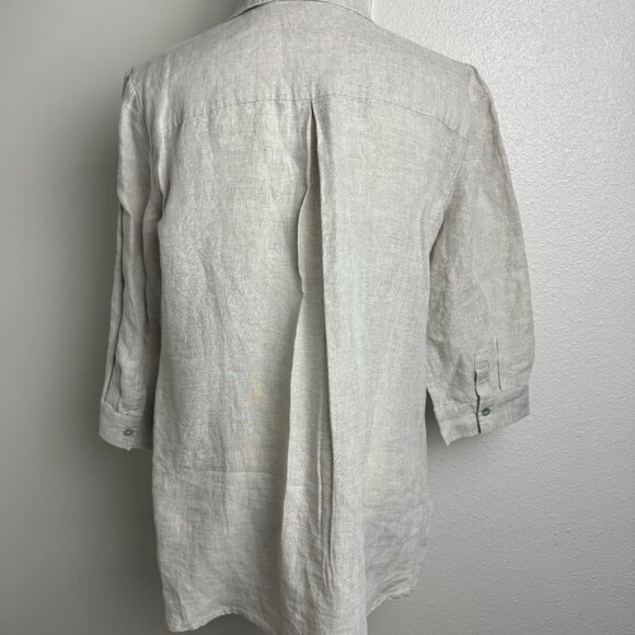 Chico's 100% Linen V Neck Button Tunic Top Blouse Size 1 Like NEW - Picture 9 of 12